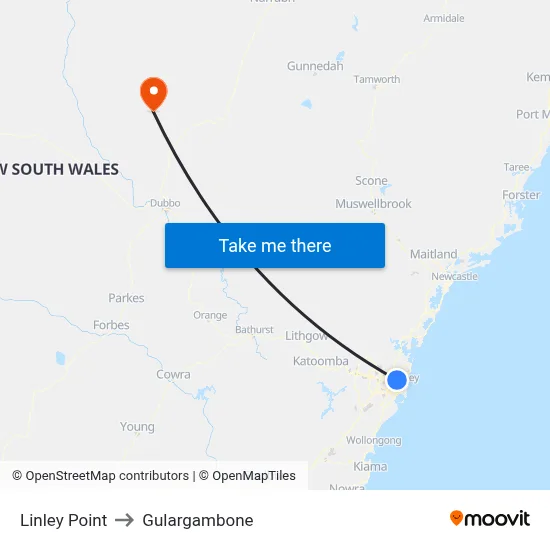 Linley Point to Gulargambone map