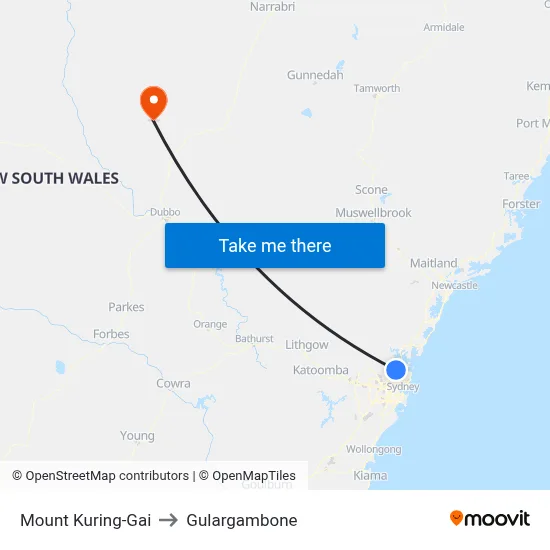 Mount Kuring-Gai to Gulargambone map