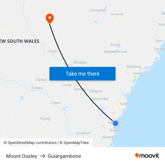 Mount Ousley to Gulargambone map
