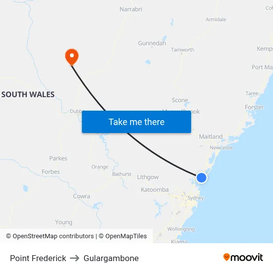 Point Frederick to Gulargambone map