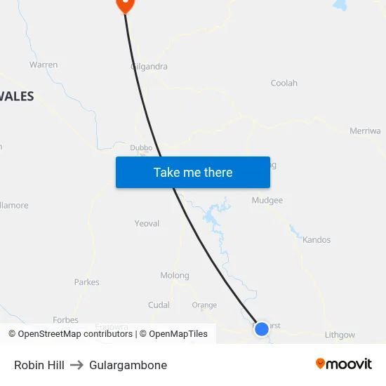 Robin Hill to Gulargambone map