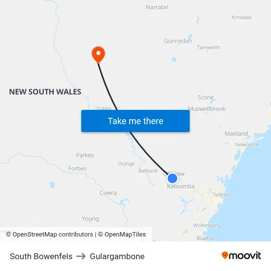 South Bowenfels to Gulargambone map