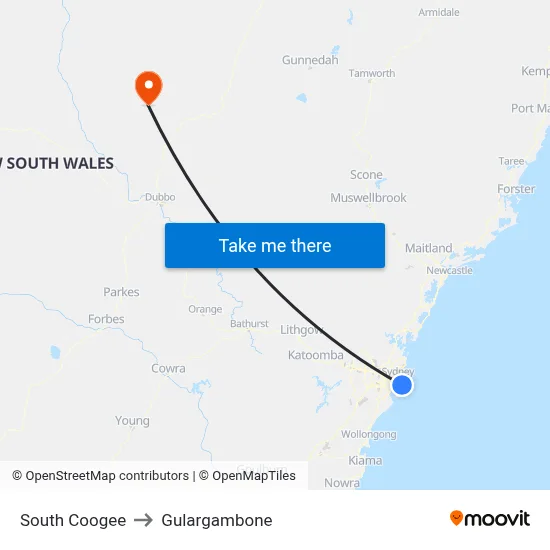 South Coogee to Gulargambone map