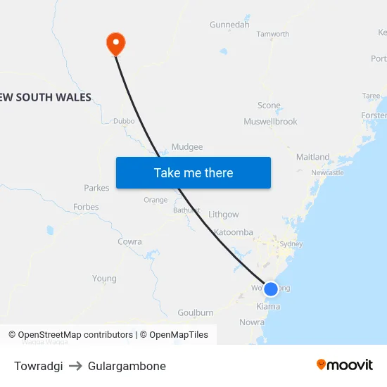 Towradgi to Gulargambone map
