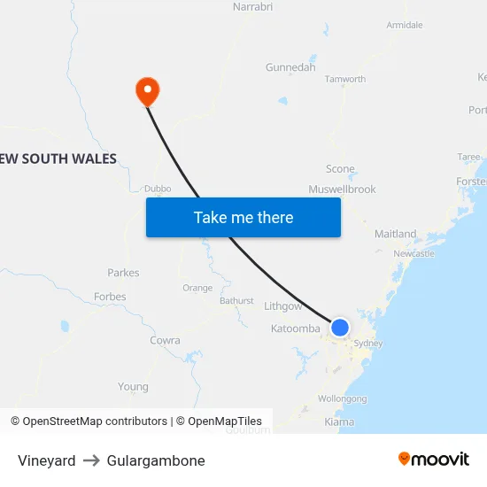 Vineyard to Gulargambone map