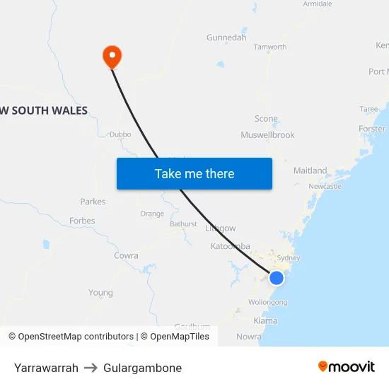 Yarrawarrah to Gulargambone map