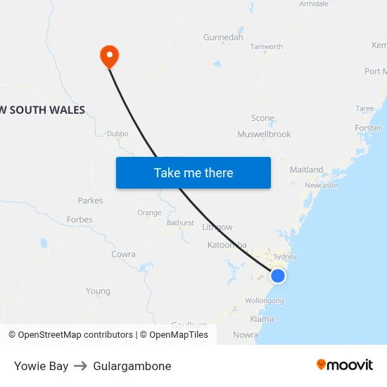 Yowie Bay to Gulargambone map