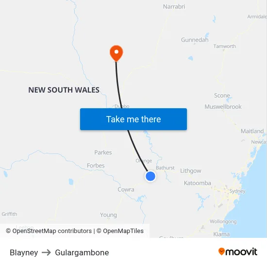 Blayney to Gulargambone map