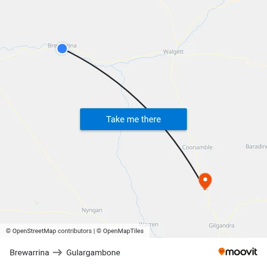 Brewarrina to Gulargambone map