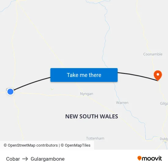 Cobar to Gulargambone map