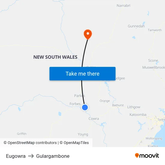 Eugowra to Gulargambone map