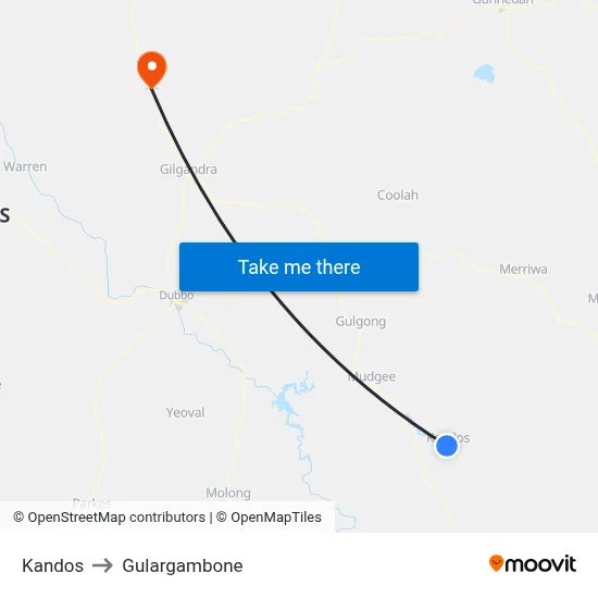 Kandos to Gulargambone map