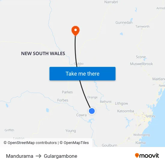 Mandurama to Gulargambone map