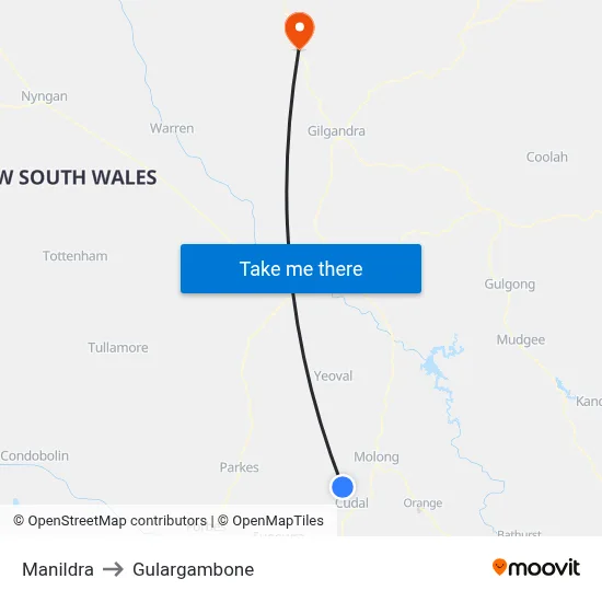 Manildra to Gulargambone map