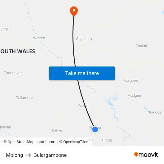 Molong to Gulargambone map