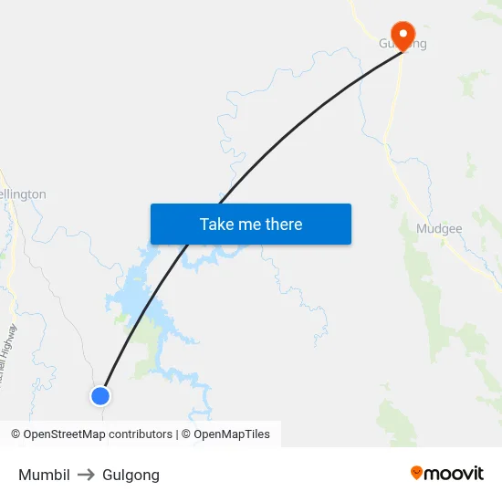 Mumbil to Gulgong map