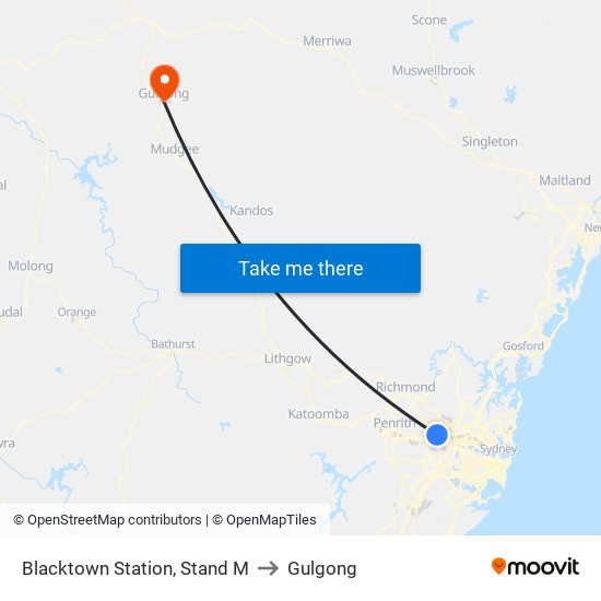 Blacktown Station, Stand M to Gulgong map