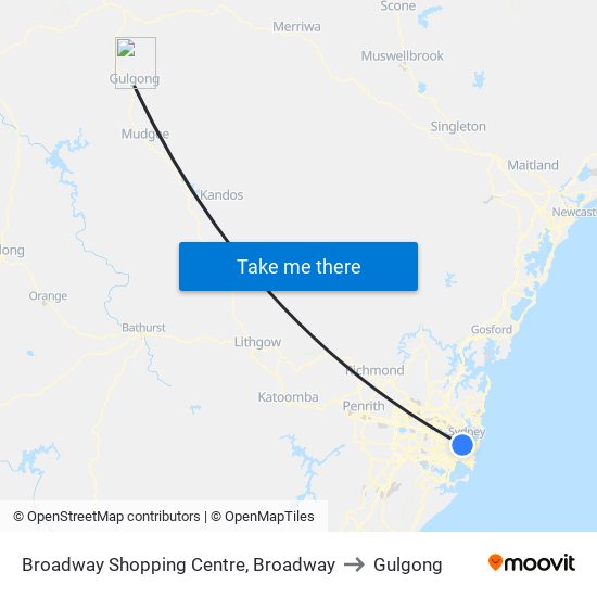 Broadway Shopping Centre, Broadway to Gulgong map