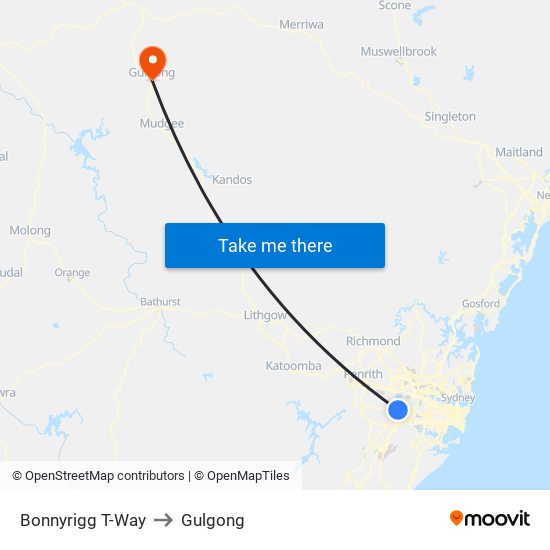 Bonnyrigg T-Way to Gulgong map