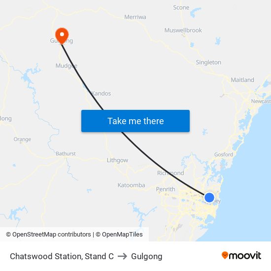 Chatswood Station, Stand C to Gulgong map