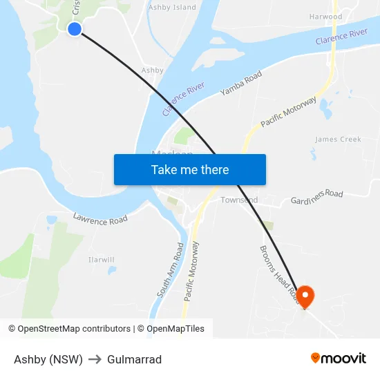 Ashby (NSW) to Gulmarrad map