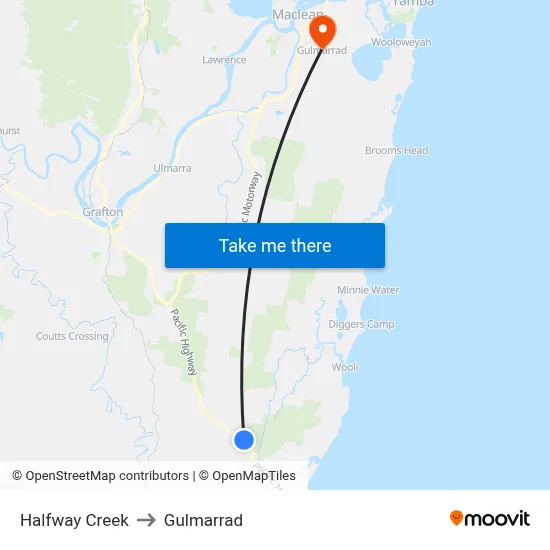 Halfway Creek to Gulmarrad map
