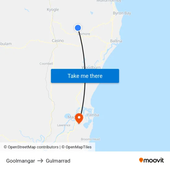 Goolmangar to Gulmarrad map