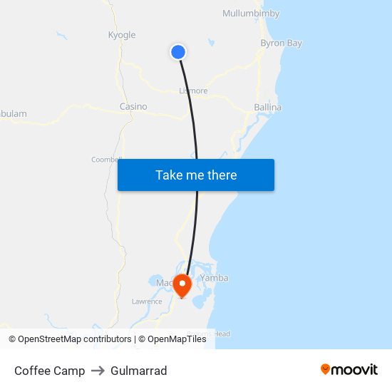 Coffee Camp to Gulmarrad map