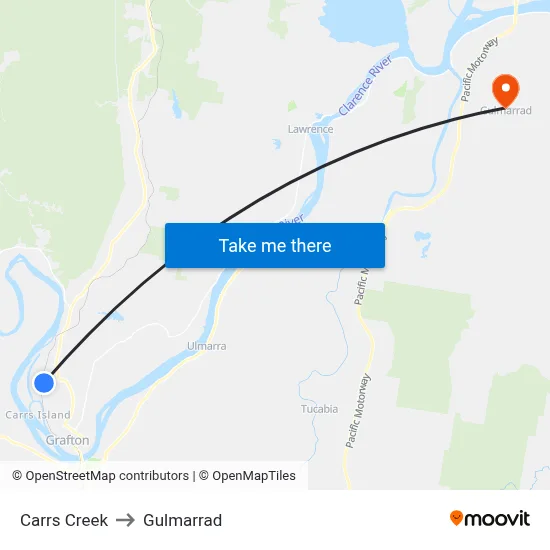 Carrs Creek to Gulmarrad map