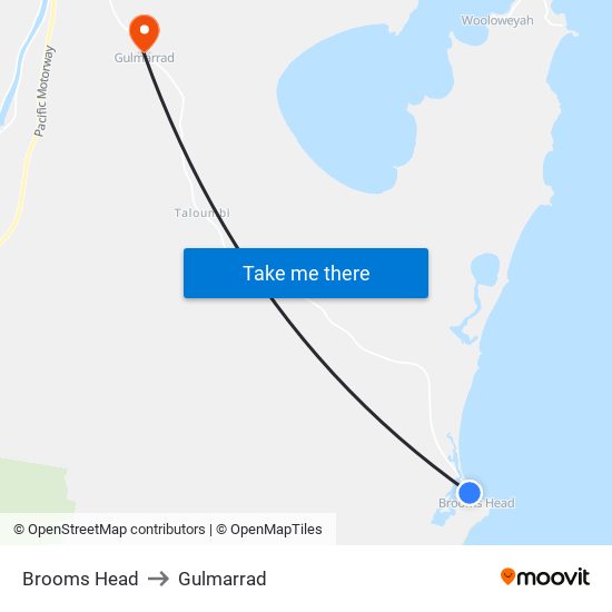 Brooms Head to Gulmarrad map