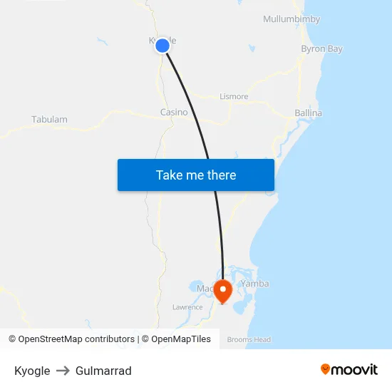 Kyogle to Gulmarrad map