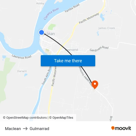 Maclean to Gulmarrad map