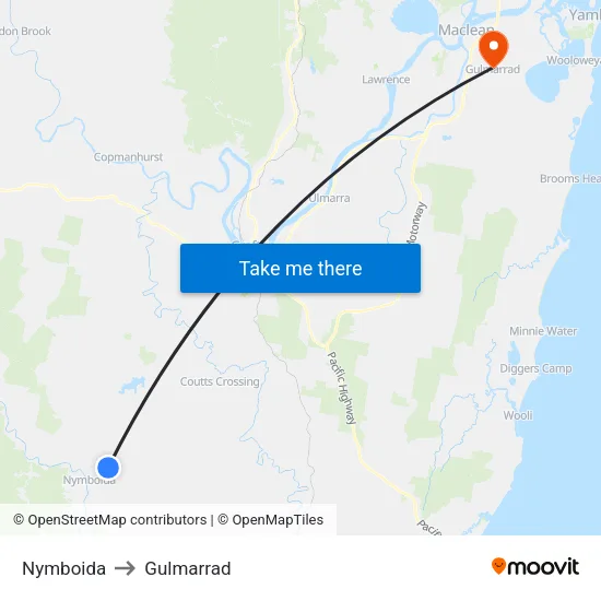 Nymboida to Gulmarrad map