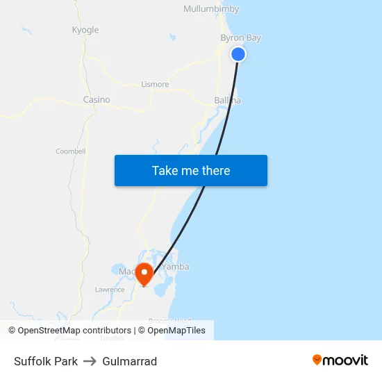 Suffolk Park to Gulmarrad map