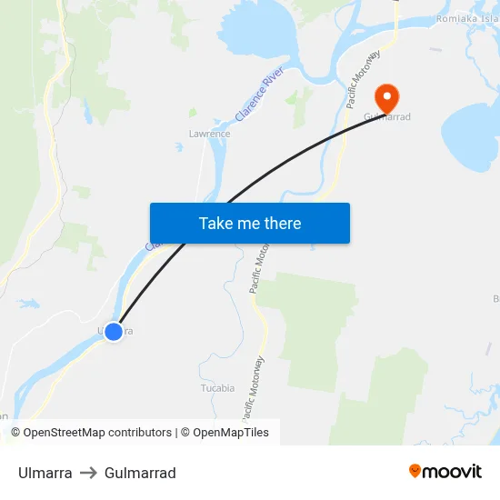 Ulmarra to Gulmarrad map