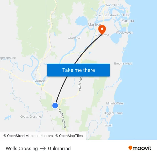 Wells Crossing to Gulmarrad map