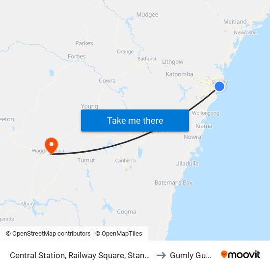 Central Station, Railway Square, Stand M to Gumly Gumly map