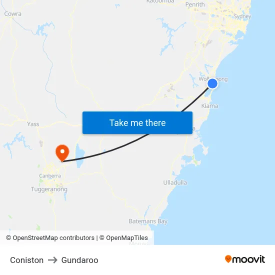 Coniston to Gundaroo map