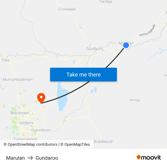 Marulan to Gundaroo map