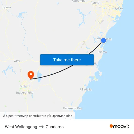 West Wollongong to Gundaroo map