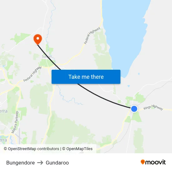 Bungendore to Gundaroo map