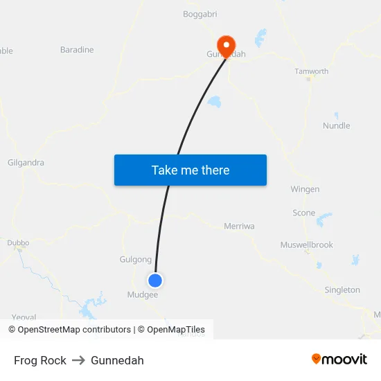 Frog Rock to Gunnedah map