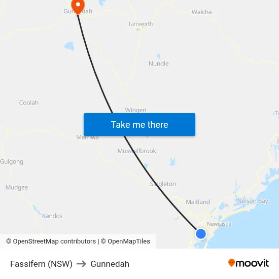 Fassifern (NSW) to Gunnedah map