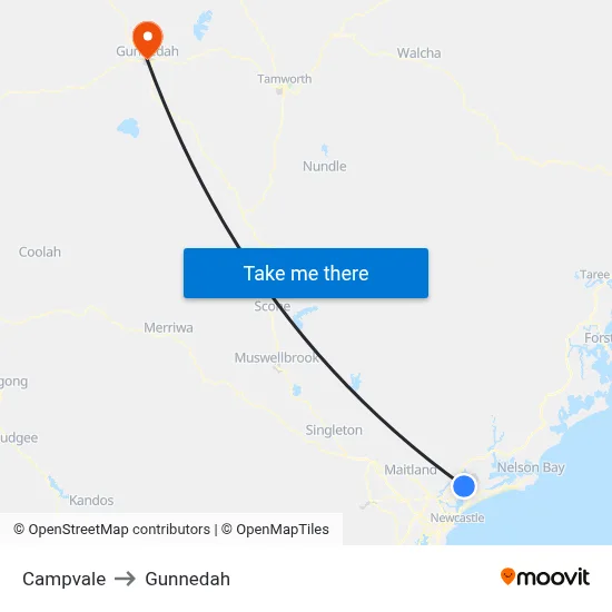 Campvale to Gunnedah map