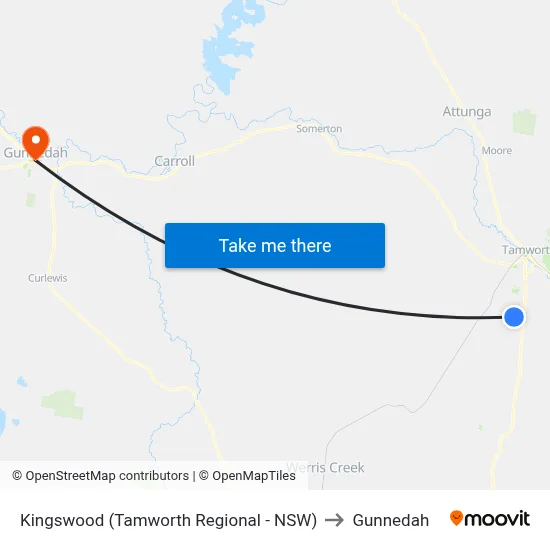 Kingswood (Tamworth Regional - NSW) to Gunnedah map