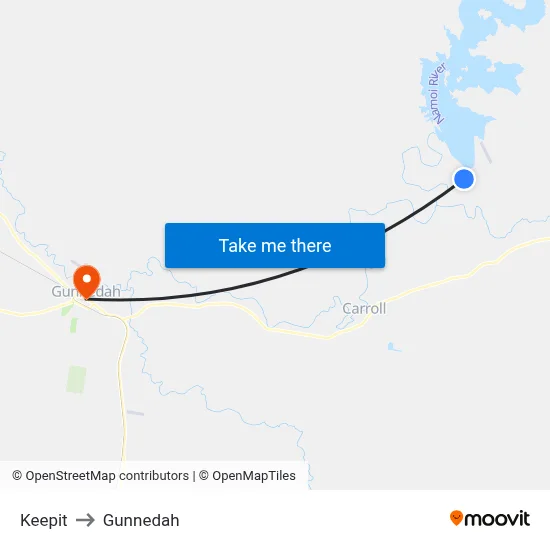 Keepit to Gunnedah map