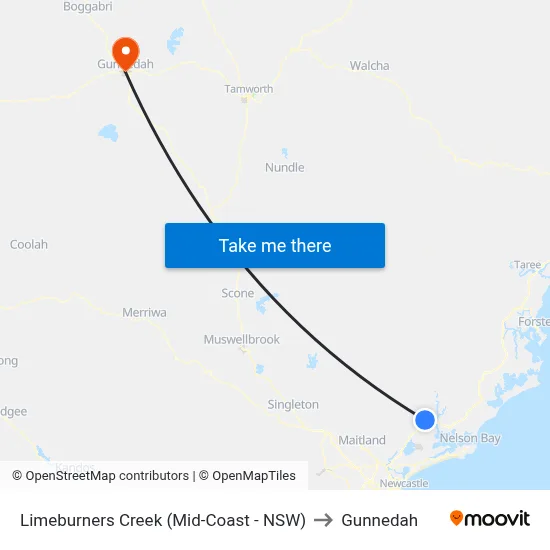 Limeburners Creek (Mid-Coast - NSW) to Gunnedah map