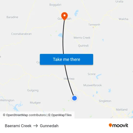 Baerami Creek to Gunnedah map