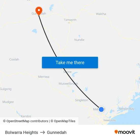 Bolwarra Heights to Gunnedah map