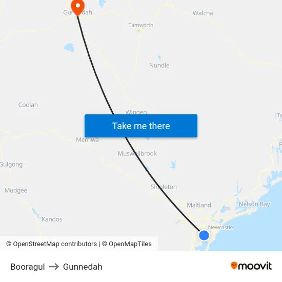 Booragul to Gunnedah map